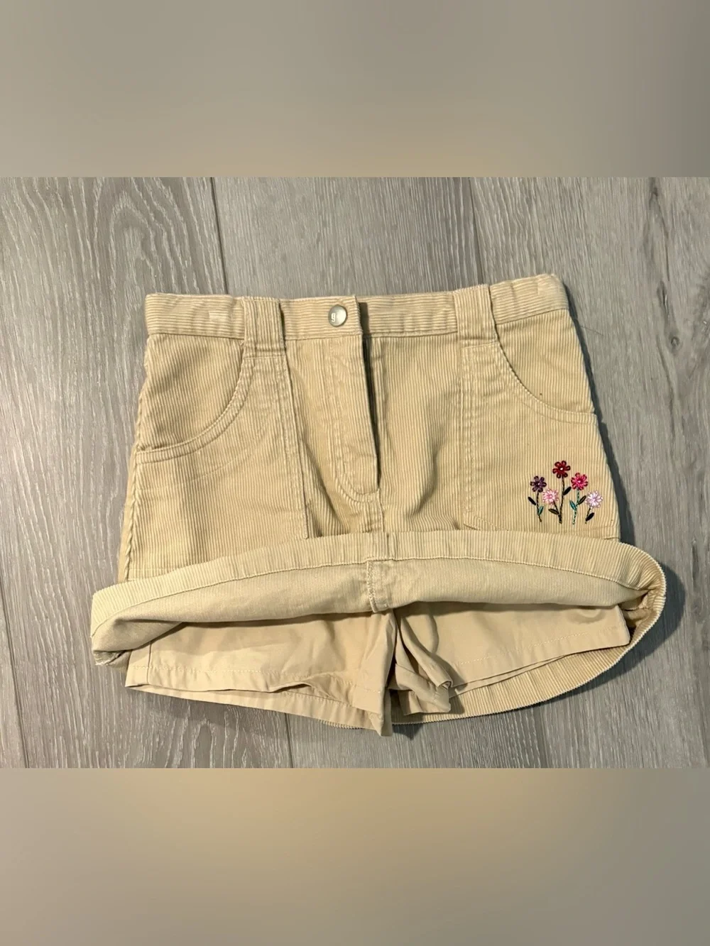 Gymboree Beige Corduroy Like Skort with Embroidered Detail Girls size 6
